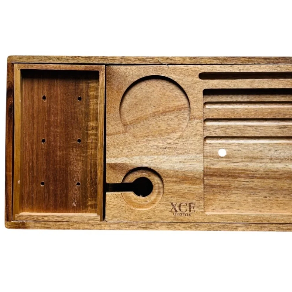 XCE Lifestyle Wooden Bath Caddy Tray with Expandable Design